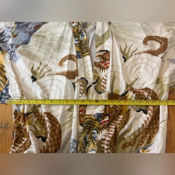 Vintage Japanese Tiger & Dragon 100% Cotton Kimono Wrap Robe, 58 Inches Length - Picture 15 of 15